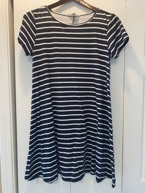 Workshop Republic Clothing black and White Striped Short Sleeve Dress